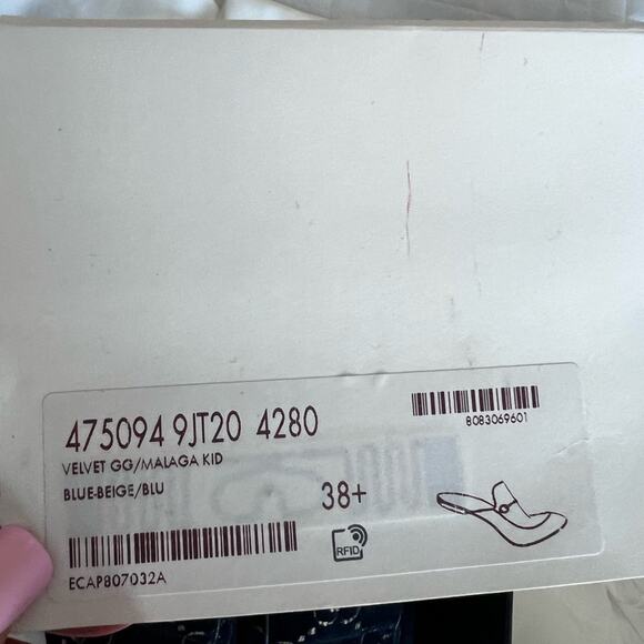 GUCCI Princetown GG velvet shoes 8.5M US sizing 38+ blue Excellent pre-owned - Picture 13 of 14